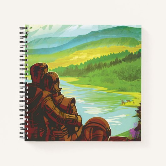 Retro Space Travel Poster-Een Aarde Wetenschap Mis Notitieboek (Voorkant)