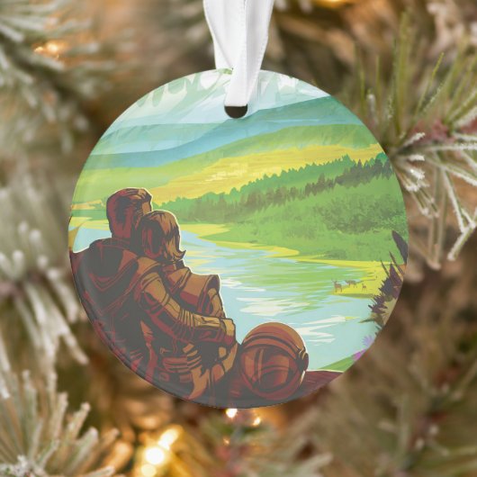 Retro Space Travel Poster-Een Aarde Wetenschap Mis Ornament (Boom)