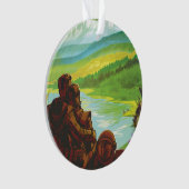 Retro Space Travel Poster-Een Aarde Wetenschap Mis Ornament (voorkant)