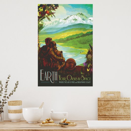 Retro Space Travel Poster-Een Aarde Wetenschap Mis Poster (Keuken)