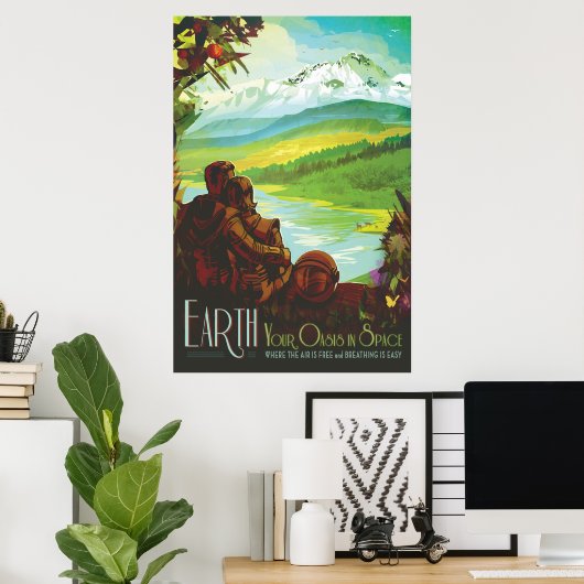 Retro Space Travel Poster-Een Aarde Wetenschap Mis Poster (Thuiskantoor)