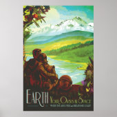 Retro Space Travel Poster-Een Aarde Wetenschap Mis Poster (Voorkant)