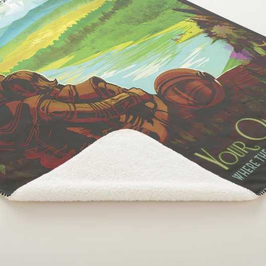 Retro Space Travel Poster-Een Aarde Wetenschap Mis Sherpa Deken (3/4)