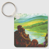 Retro Space Travel Poster-Een Aarde Wetenschap Mis Sleutelhanger (Voorkant)