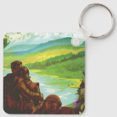 Retro Space Travel Poster-Een Aarde Wetenschap Mis Sleutelhanger (Achterkant)