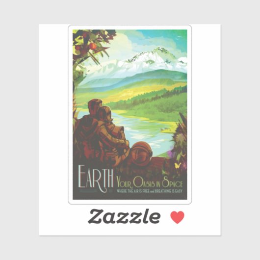 Retro Space Travel Poster-Een Aarde Wetenschap Mis Sticker (Vel)