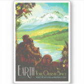 Retro Space Travel Poster-Een Aarde Wetenschap Mis Sticker (Voorkant)