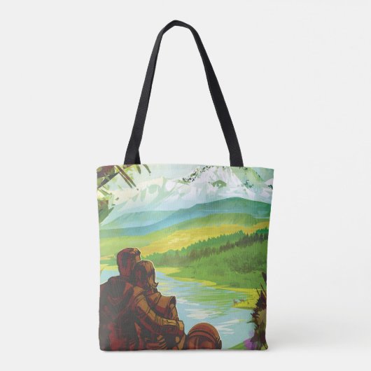 Retro Space Travel Poster-Een Aarde Wetenschap Mis Tote Bag (Achterkant)