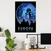 Retro Space Travel Poster - Jupiter's Moon Europa. (Thuiskantoor)