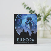 Retro Space Travel Poster - Jupiter's Moon Europa. Briefkaart (Staand voorkant)
