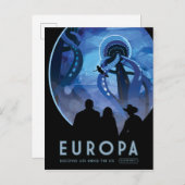 Retro Space Travel Poster - Jupiter's Moon Europa. Briefkaart (Voorkant / Achterkant)