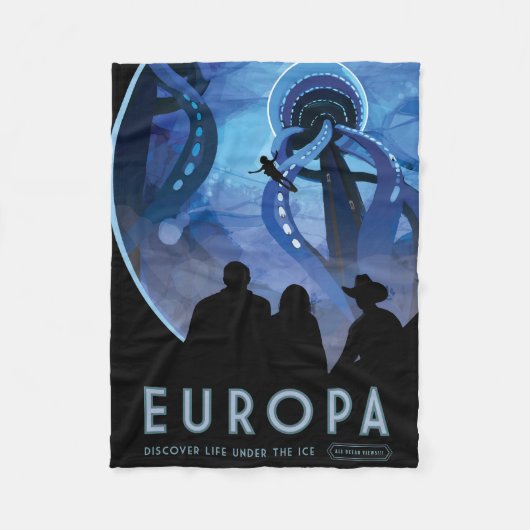 Retro Space Travel Poster - Jupiter's Moon Europa. Fleece Deken (Voorkant)