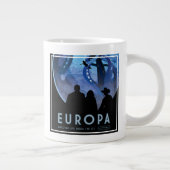Retro Space Travel Poster - Jupiter's Moon Europa. Grote Koffiekop (Rechts)