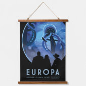 Retro Space Travel Poster - Jupiter's Moon Europa. Hangend Wandkleed (Voorkant)