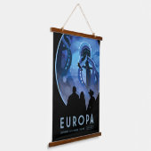 Retro Space Travel Poster - Jupiter's Moon Europa. Hangend Wandkleed (Gebogen)
