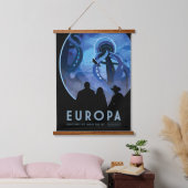 Retro Space Travel Poster - Jupiter's Moon Europa. Hangend Wandkleed (Slaapkamer)