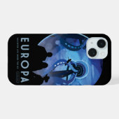 Retro Space Travel Poster - Jupiter's Moon Europa. iPhone 15 Case (Achterkant horizontaal)