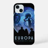 Retro Space Travel Poster - Jupiter's Moon Europa. iPhone 15 Case (Achterkant)