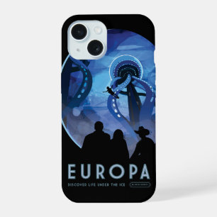 Retro Space Travel Poster - Jupiter's Moon Europa. iPhone 15 Case