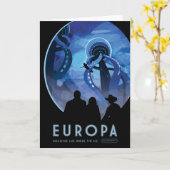 Retro Space Travel Poster - Jupiter's Moon Europa. Kaart (Gele Bloem)
