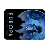 Retro Space Travel Poster - Jupiter's Moon Europa. Magneet (Horizontaal)