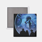 Retro Space Travel Poster - Jupiter's Moon Europa. Magneet (Voorkant / Achterkant)