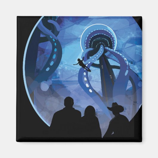 Retro Space Travel Poster - Jupiter's Moon Europa. Magneet (Voorkant)