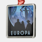Retro Space Travel Poster - Jupiter's Moon Europa. Metalen Ornament (Links)