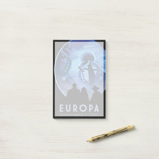 Retro Space Travel Poster - Jupiter's Moon Europa. Post-it® Notes (Op bureau)