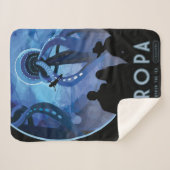 Retro Space Travel Poster - Jupiter's Moon Europa. Sherpa Deken (Voorkant (horizontaal))