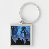 Retro Space Travel Poster - Jupiter's Moon Europa. Sleutelhanger (Voorkant)