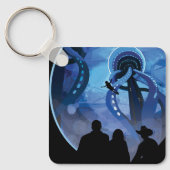 Retro Space Travel Poster - Jupiter's Moon Europa. Sleutelhanger (Voorkant)