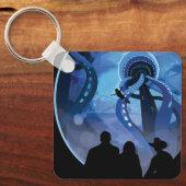 Retro Space Travel Poster - Jupiter's Moon Europa. Sleutelhanger (Voorkant)