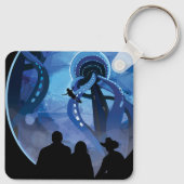 Retro Space Travel Poster - Jupiter's Moon Europa. Sleutelhanger (Achterkant)