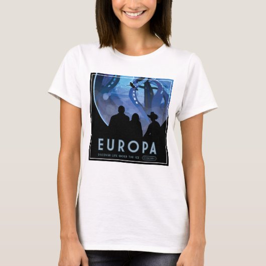 Retro Space Travel Poster - Jupiter's Moon Europa. T-shirt (Voorkant)