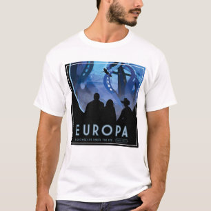 Retro Space Travel Poster - Jupiter's Moon Europa. T-shirt
