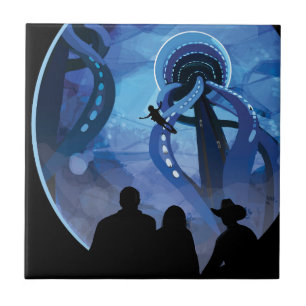 Retro Space Travel Poster - Jupiter's Moon Europa. Tegeltje