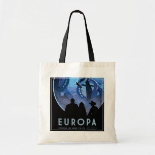 Retro Space Travel Poster - Jupiter's Moon Europa. Tote Bag