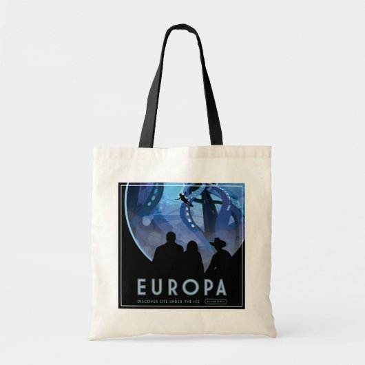 Retro Space Travel Poster - Jupiter's Moon Europa. Tote Bag (Voorkant)