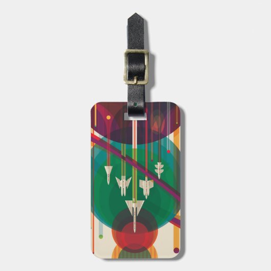 Retro Space Travel Poster - Zonnestelsel Grand Tou Bagagelabel (Voorkant verticaal)