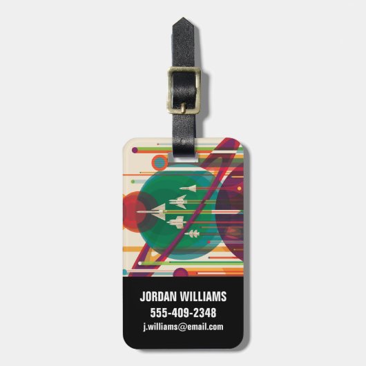 Retro Space Travel Poster - Zonnestelsel Grand Tou Bagagelabel (Voorkant verticaal)