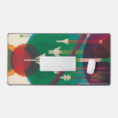 Retro Space Travel Poster - Zonnestelsel Grand Tou Bureaumat (Keyboard & Muis)