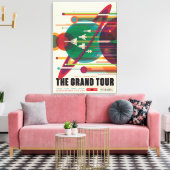 Retro Space Travel Poster - Zonnestelsel Grand Tou Canvas Afdruk (Insitu (Woonkamer))