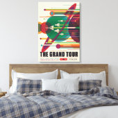 Retro Space Travel Poster - Zonnestelsel Grand Tou Canvas Afdruk (Insitu (Slaapkamer))