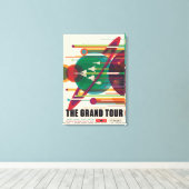 Retro Space Travel Poster - Zonnestelsel Grand Tou Canvas Afdruk (Insitu (Houten vloer))