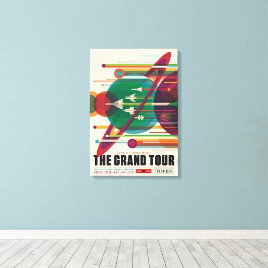 Retro Space Travel Poster - Zonnestelsel Grand Tou Canvas Afdruk (Insitu (Houten vloer))