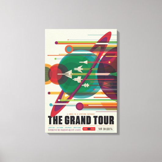 Retro Space Travel Poster - Zonnestelsel Grand Tou Canvas Afdruk (Voorkant)