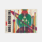 Retro Space Travel Poster - Zonnestelsel Grand Tou Fleece Deken (Voorkant (Horizontaal))
