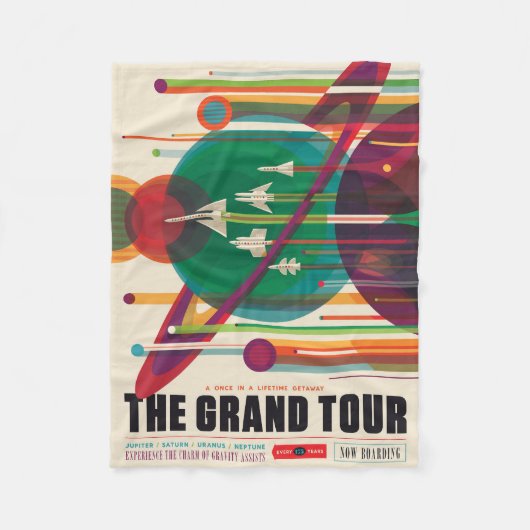 Retro Space Travel Poster - Zonnestelsel Grand Tou Fleece Deken (Voorkant)