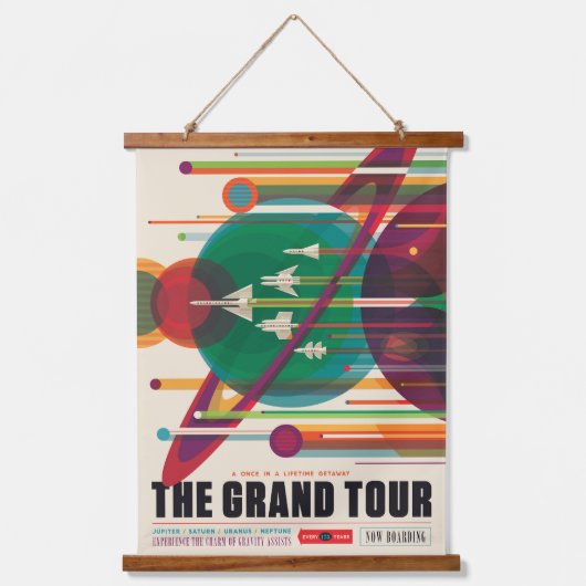 Retro Space Travel Poster - Zonnestelsel Grand Tou Hangend Wandkleed (Voorkant)